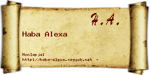 Haba Alexa névjegykártya